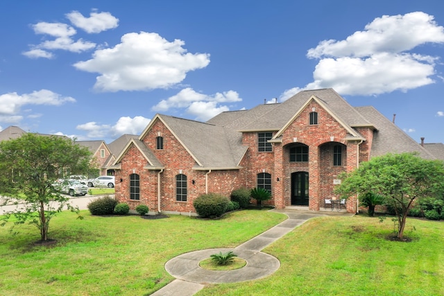 view of front of property featuring a front lawn