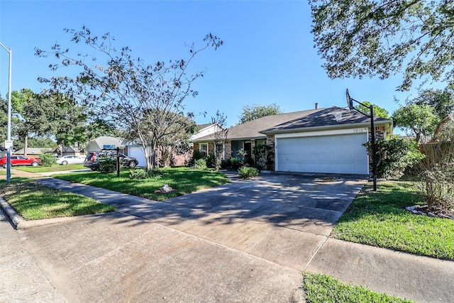 ranch-style house with a front lawn and a garage