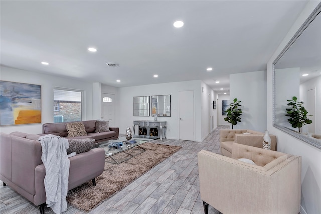 living room featuring light hardwood / wood-style floors