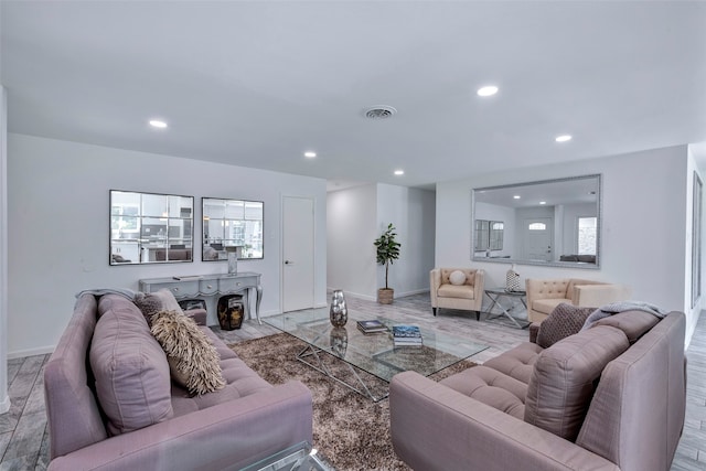 living room featuring light hardwood / wood-style floors