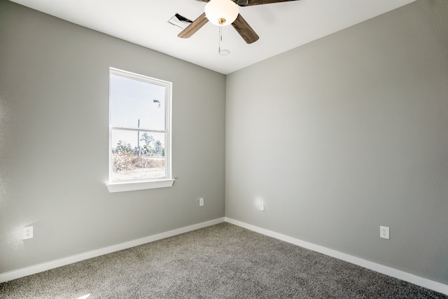 carpeted empty room with ceiling fan