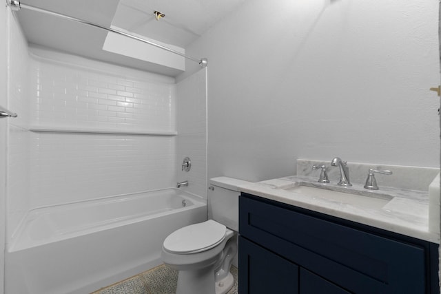 full bath with vanity, toilet, and shower / bathing tub combination