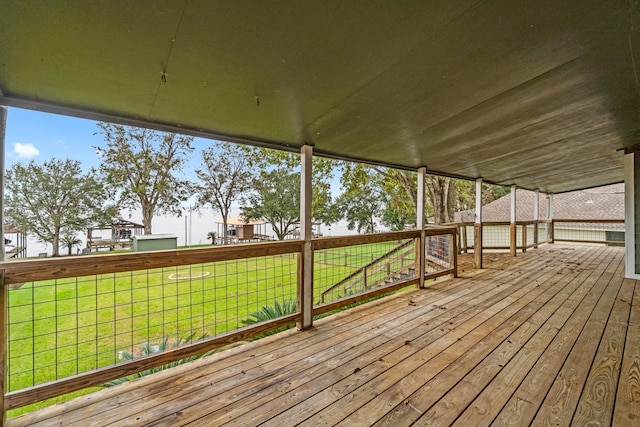 deck with a lawn