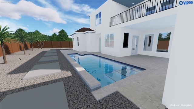 view of swimming pool with a patio area, a fenced backyard, and a fenced in pool