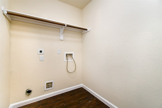 laundry area with washer hookup, electric dryer hookup, and hardwood / wood-style flooring