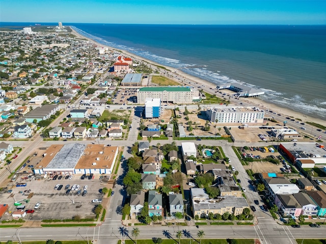 aerial view featuring a beach view and a water view