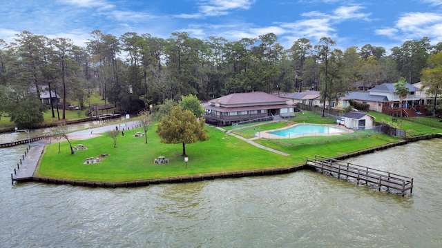 exterior space featuring a water view