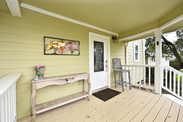 deck featuring a porch