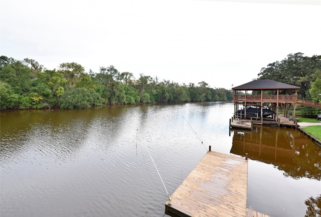 dock area featuring a water view