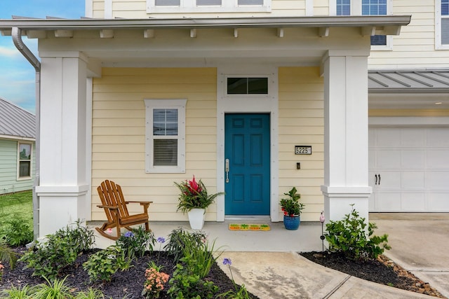 entrance to property with a garage