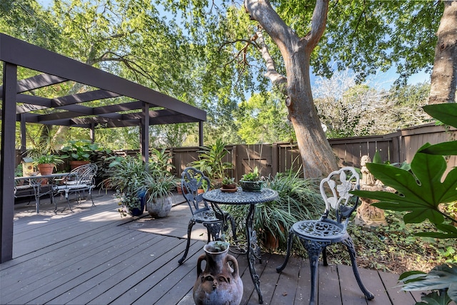 wooden terrace featuring a pergola