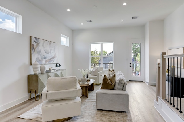 living room featuring light hardwood / wood-style floors