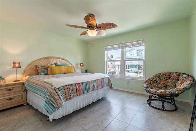 bedroom featuring ceiling fan