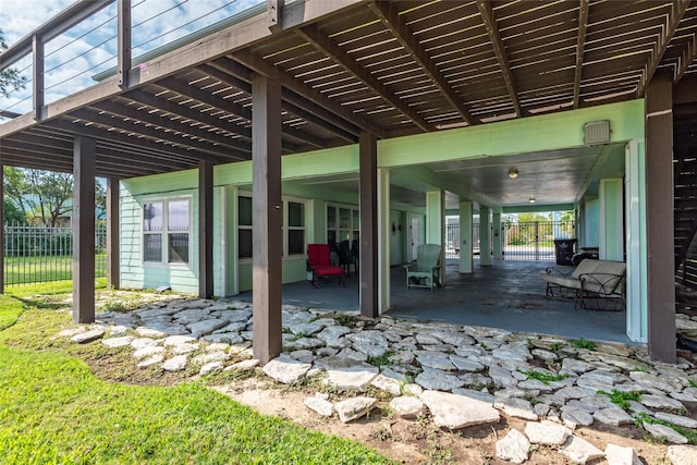 view of patio featuring a pergola