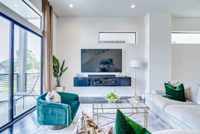 living room with hardwood / wood-style floors