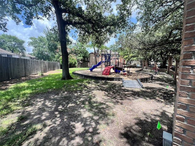 view of yard with a playground