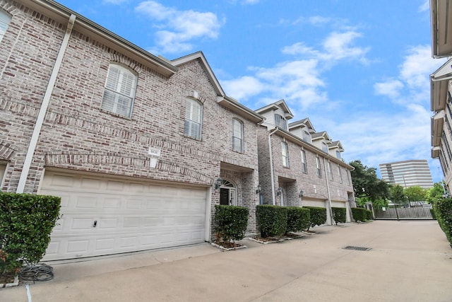 exterior space with a garage