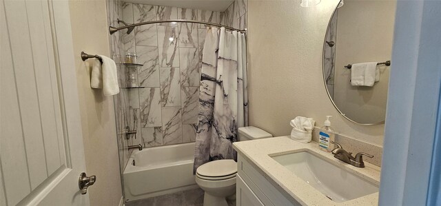 18103 Shaman Dr, Galveston, TX 77554 - bathroom featuring toilet, vanity, and shower / tub combo