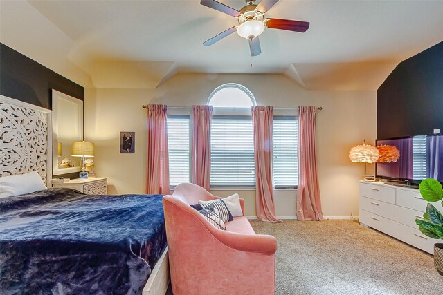 3614 Daintree Park Dr, Katy, TX 77494 - bedroom with carpet, vaulted ceiling, ceiling fan, and baseboards