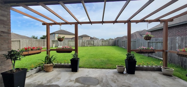 view of yard with a patio area and a pergola