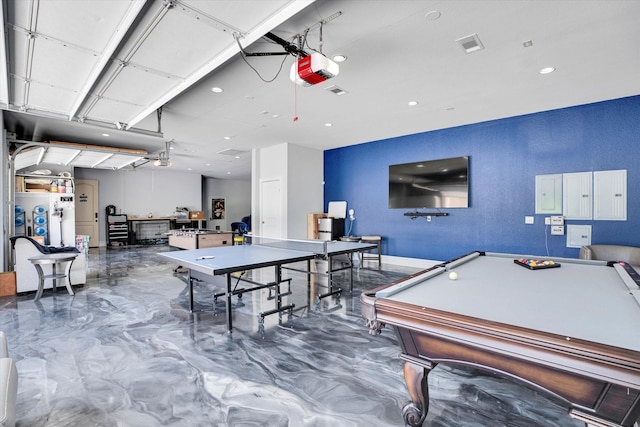 recreation room featuring concrete floors and pool table