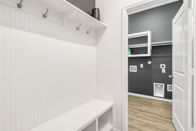 mudroom featuring light wood-type flooring