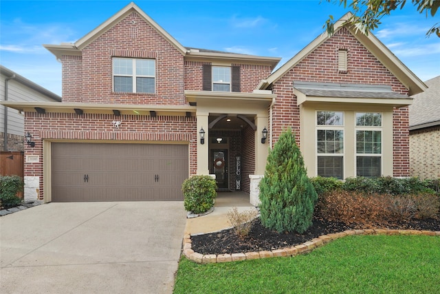 front of property with a garage