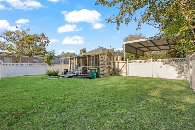 view of yard with a deck