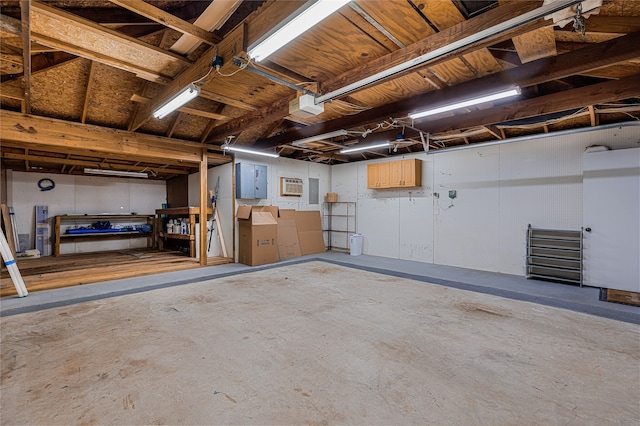 garage with a garage door opener