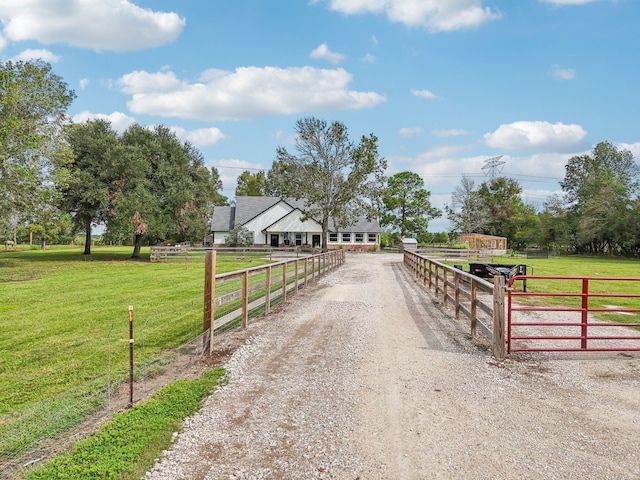 view of road with a rural view