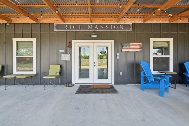 property entrance with french doors