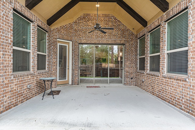 view of patio with ceiling fan