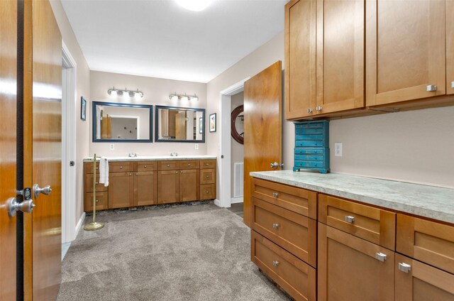 161 Cayman St, Point Blank, TX 77364 - bathroom with double vanity and carpet flooring