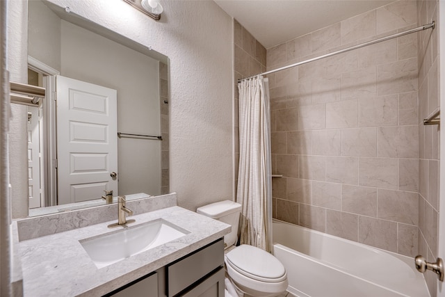 full bathroom featuring vanity, toilet, and shower / bath combo with shower curtain