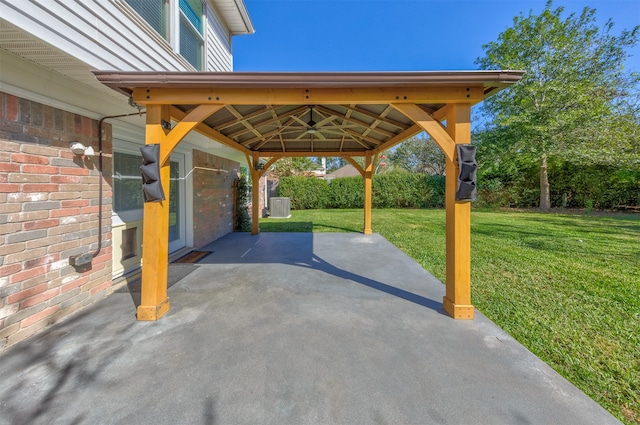 view of patio featuring a gazebo and cooling unit