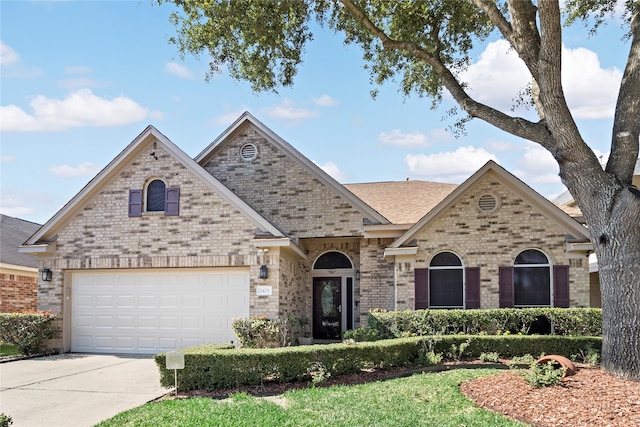 view of front of property with a garage