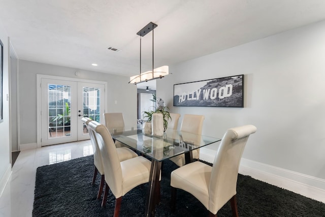 dining room with french doors