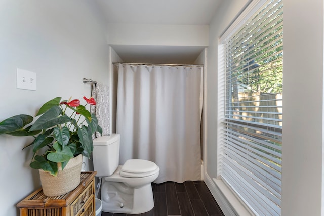 bathroom featuring hardwood / wood-style floors and toilet