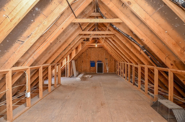 view of unfinished attic