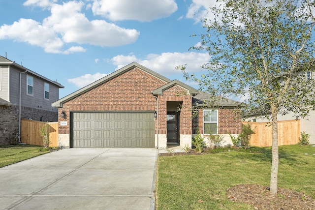 front of property with a garage and a front lawn