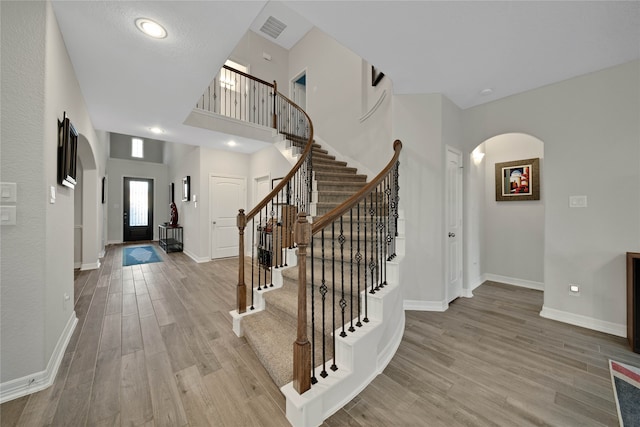 foyer entrance featuring light hardwood / wood-style floors