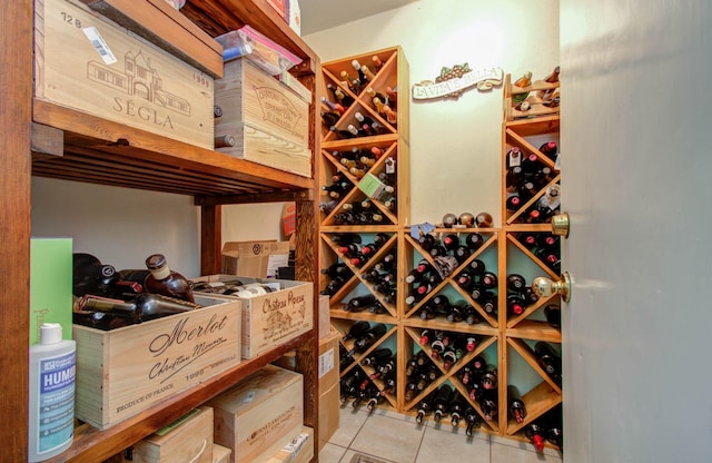 wine cellar featuring light tile patterned flooring