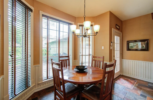 dining room with an inviting chandelier