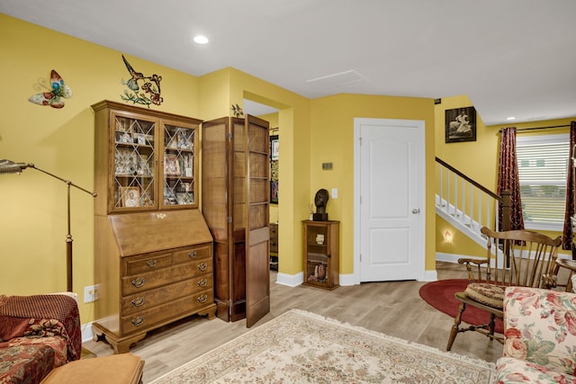 living area featuring light hardwood / wood-style floors