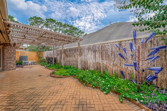 view of patio / terrace featuring a pergola