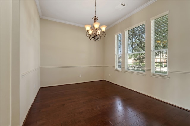 19815 Stanton Lake Dr, Cypress, TX 77433 - unfurnished room with crown molding, a chandelier, wood finished floors, and baseboards