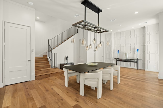 dining room with light wood-type flooring