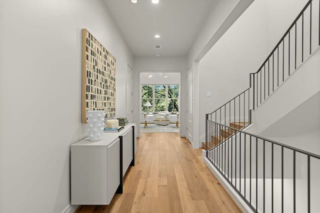 hallway featuring light wood-type flooring