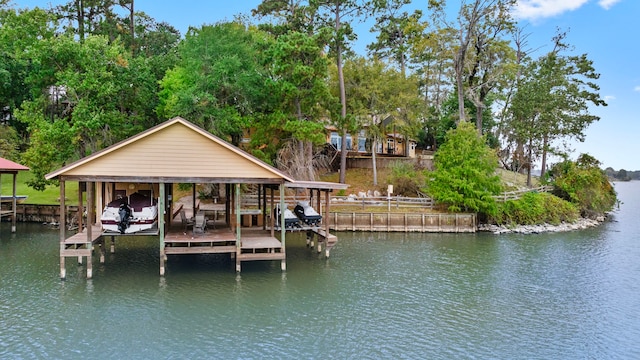 view of dock featuring a water view