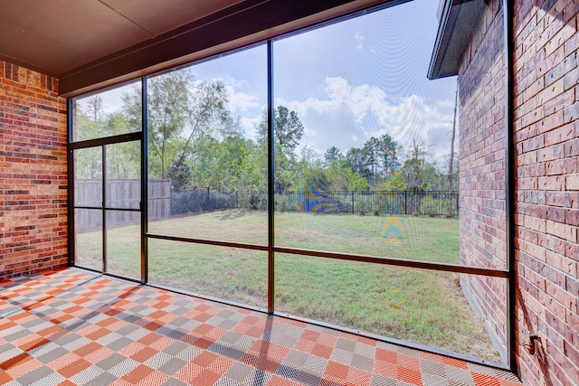 view of unfurnished sunroom